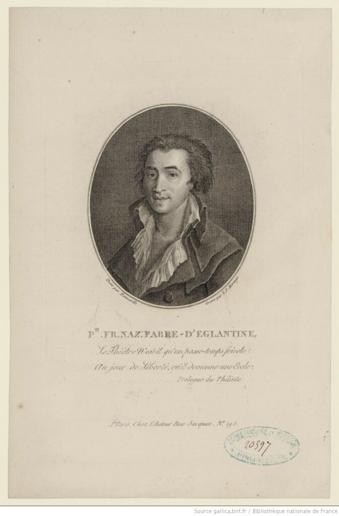 Portrait de Fabre d'Eglantine, fondateur du calendrier révolutionnaire