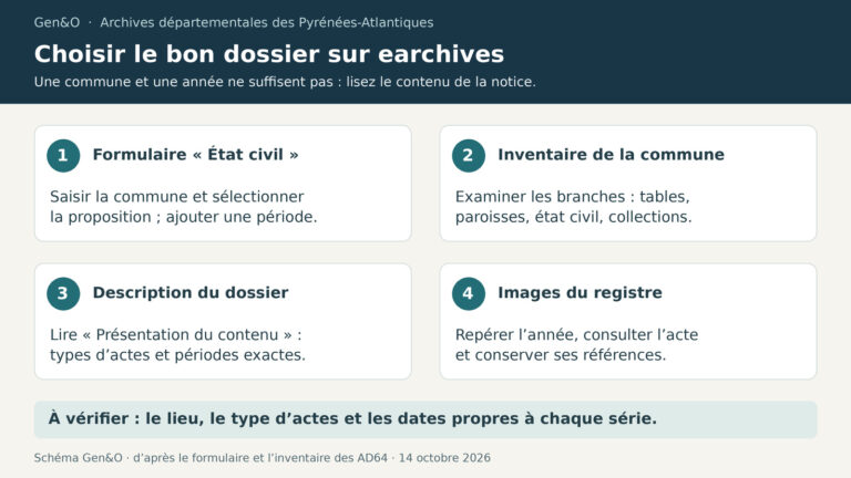 Lire la suite à propos de l’article État civil aux AD64 : trouver le bon dossier sur earchives