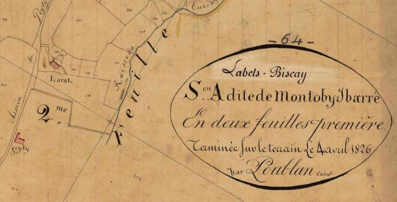 extrait du plan cadastral ancien de Labets-Biscay en Pyrénées-Atlantiques