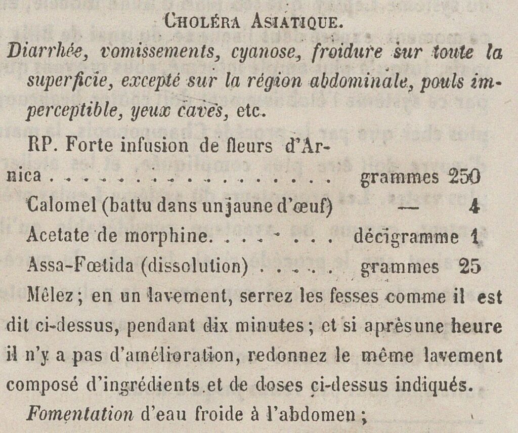 Traitement contre le choléra asiatique. Journal Le Mercure d'Orthez et des Basses-Pyrénées, 1855. Gallica