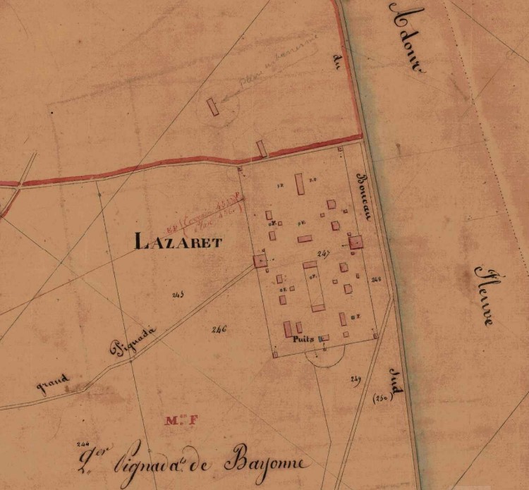 Cadastre d'Anglet, le lazaret de Bayonne, AD 64