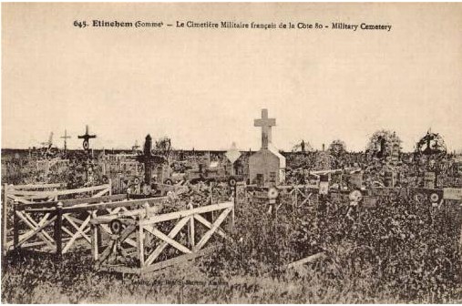 carte postale, Etinehem, cote 80, cimetière