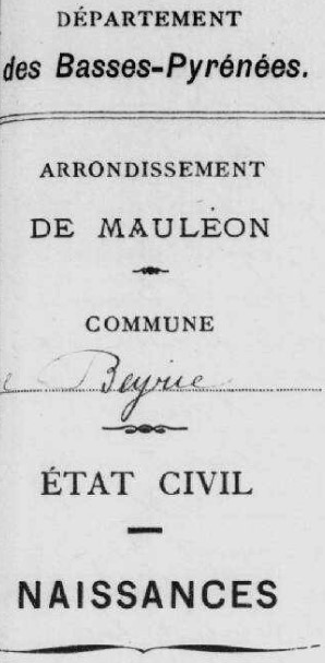 Etat civil de Beyrie-sur-Joyeuse, Pyrénées-Atlantiques