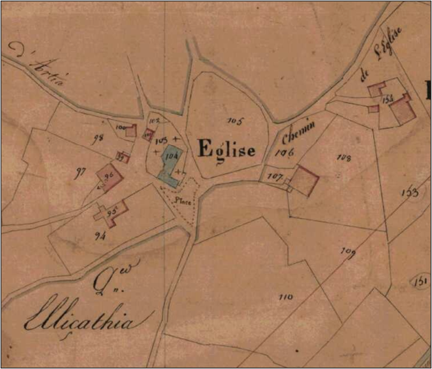 Bunus : extrait du plan cadastral (AD64)